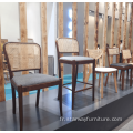 Chaise de salle à manger en cuir de dos en bois massif moderne